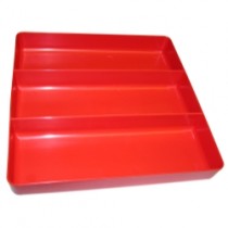 TRAY ORGANIZER, 3 CMPTMNT RED PLASTIC 10.5"X 10.5"